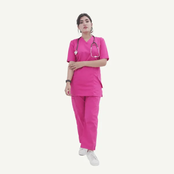 Pink Slashed Pocket Slash Pocket Scrub Set - Dr. Scrubs